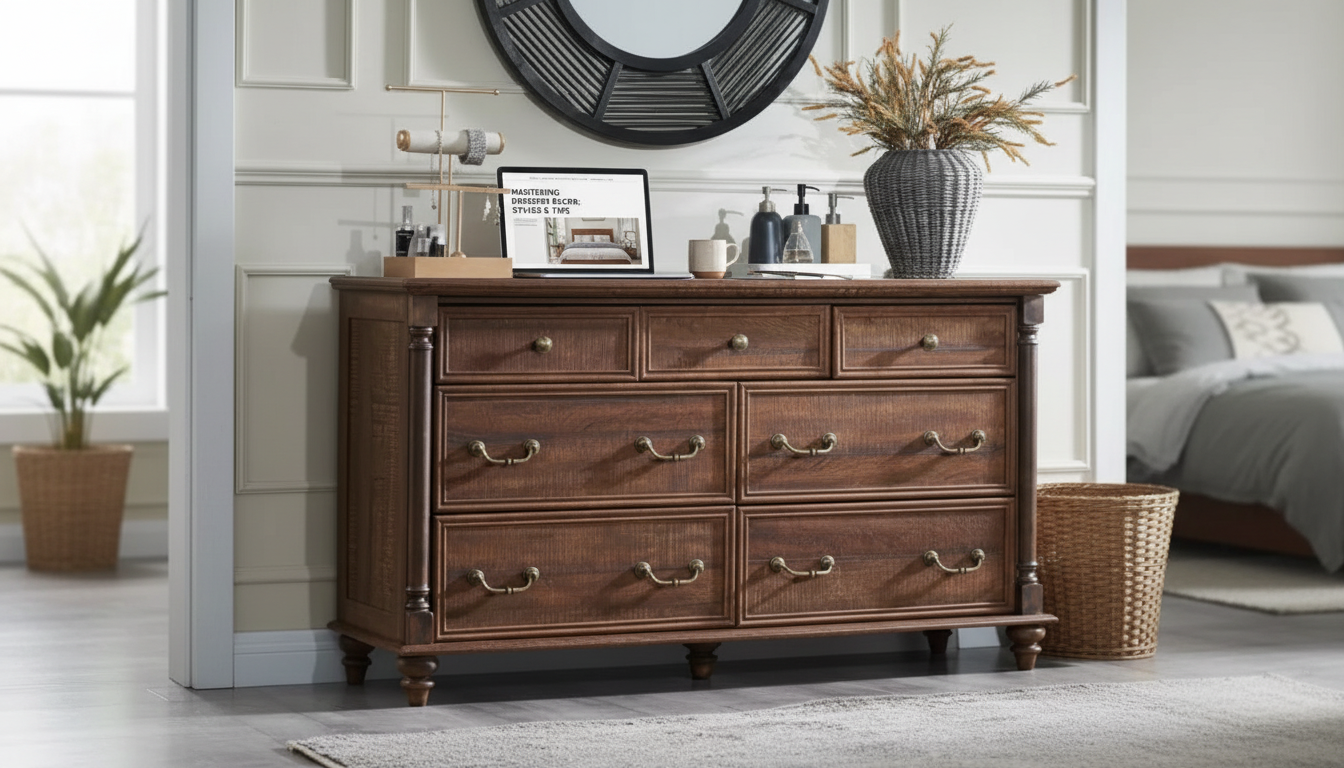 7-Drawer Farmhouse Dresser: Solid Legs, Rustic Columns