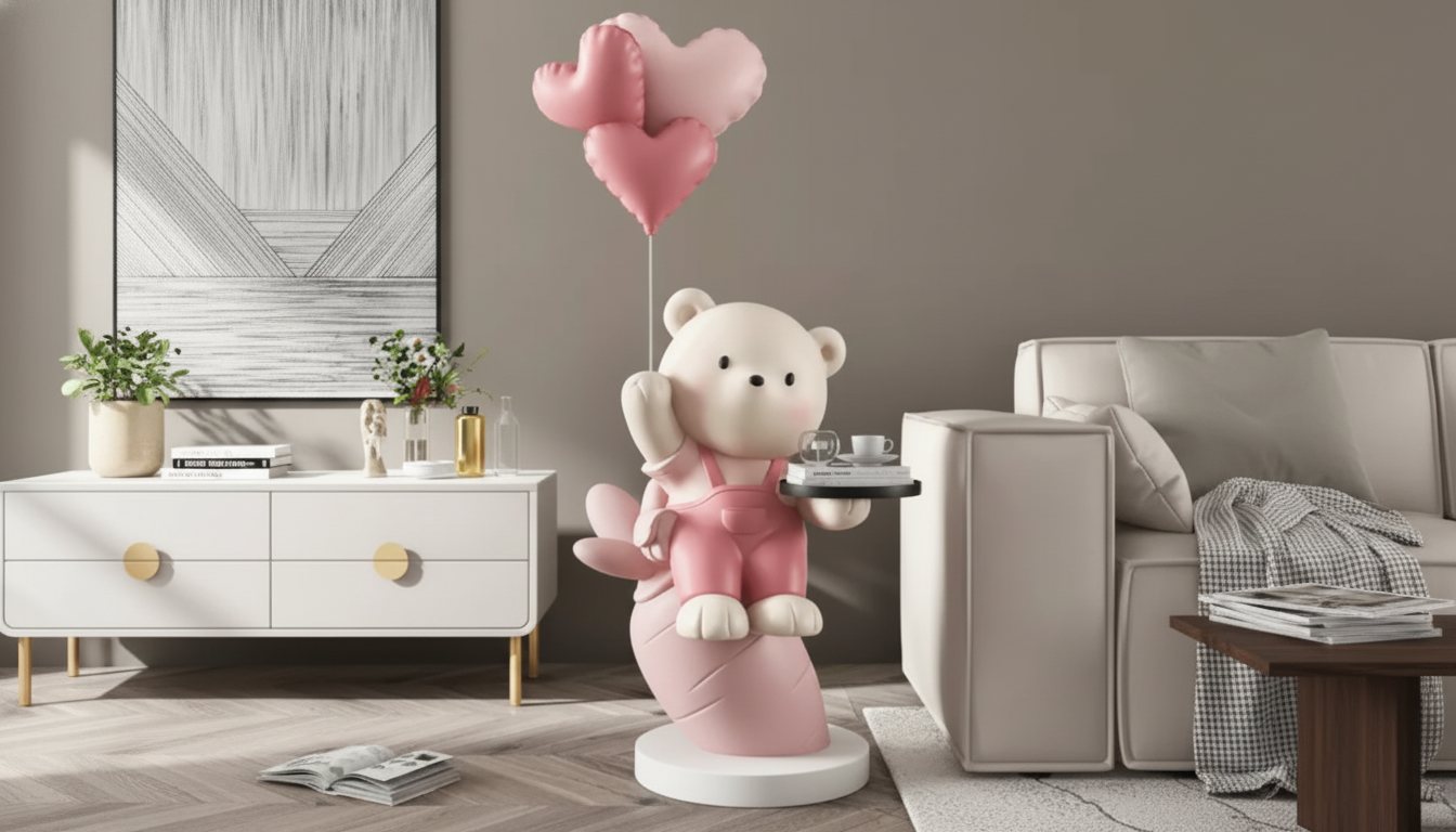 Nordic Turnip Bear Floor Sculpture: Styling & Use