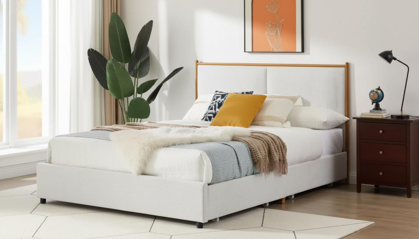 Plush Steamed-Bread Queen Bed With Storage Drawers