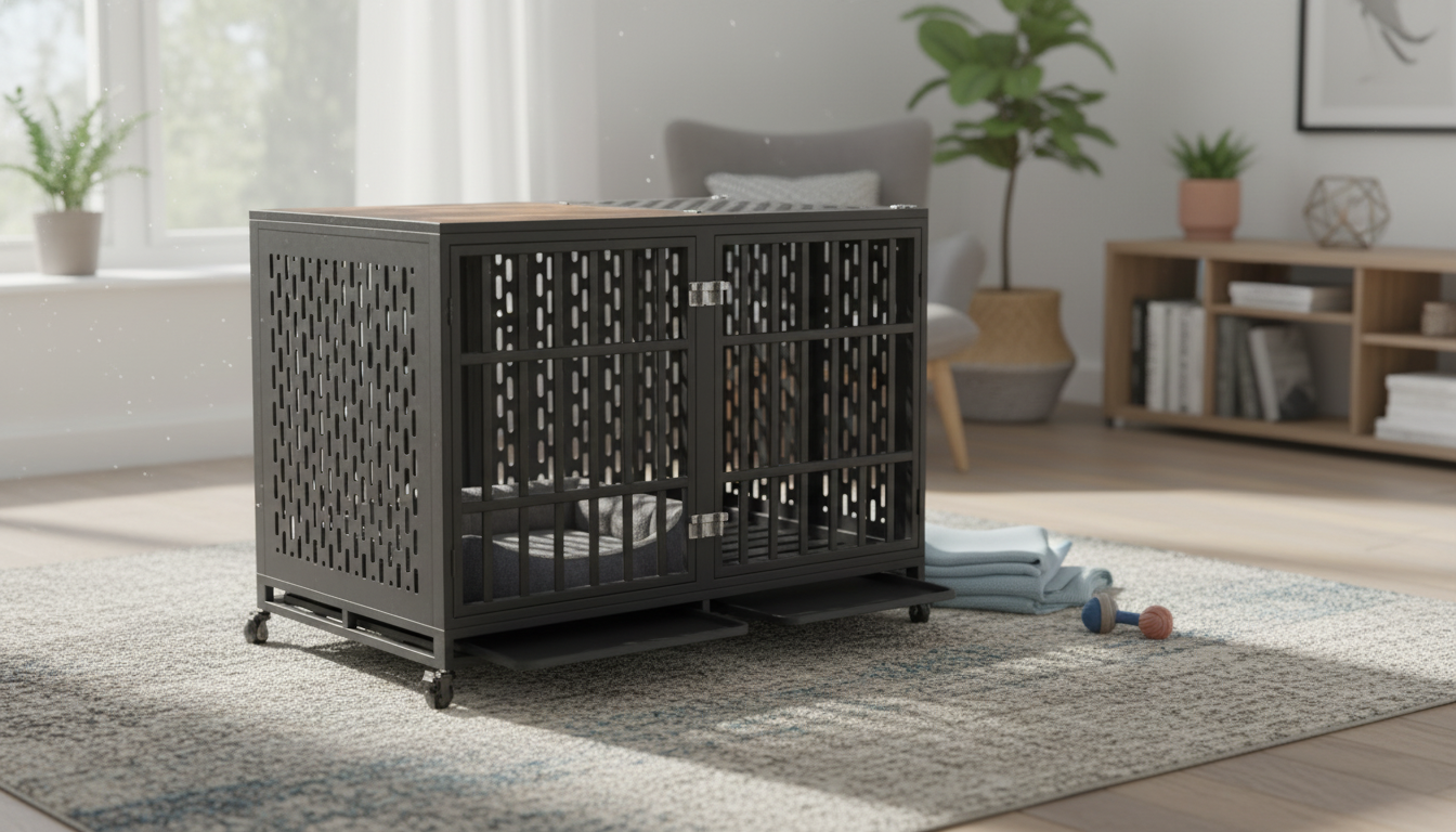 Heavy-Duty Dog Crate: Divider Fit, Easy-Clean Trays