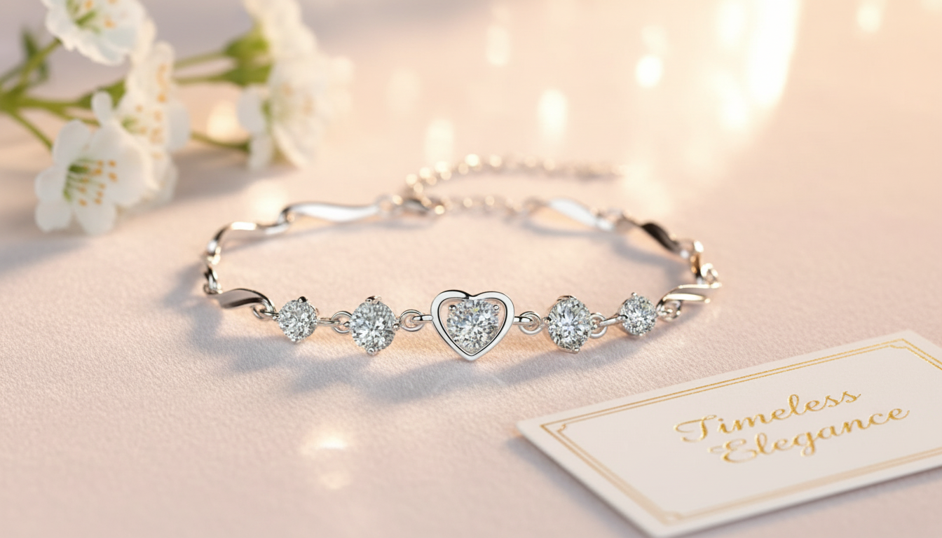 Moissanite Heart Bangle: 5-Stone 0.5ct Bracelet