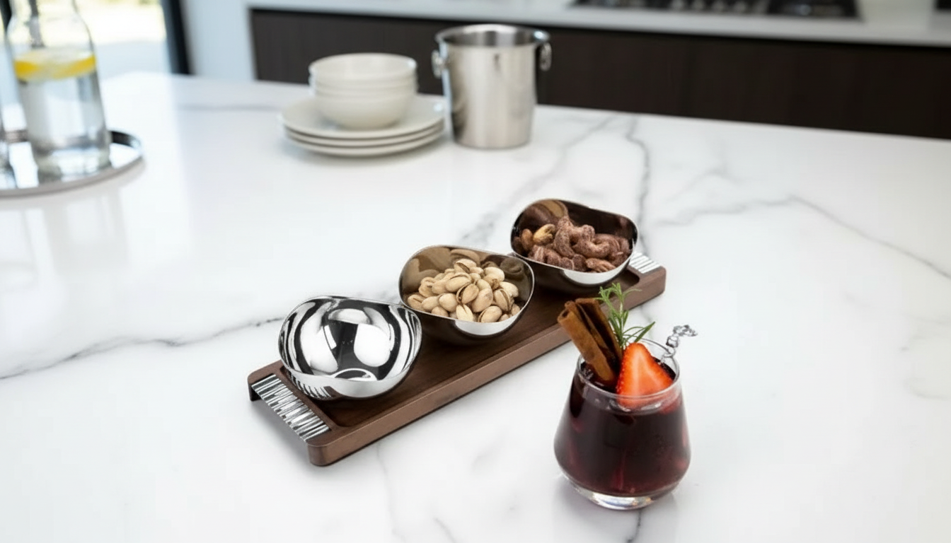 Nordic Dessert Plate & Walnut Tray Set: Luxury Serveware