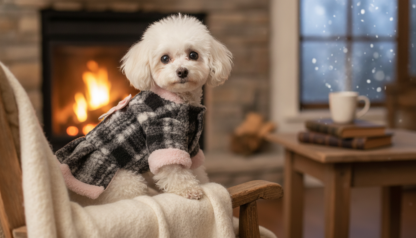 Plaid Fleece Dog Coat: Warm Two-Leg Skirt Fit