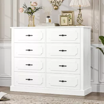 Modern White 8-Drawer Dresser for Tidy, Spacious Storage
