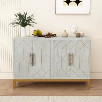 White & Gold Accent Cabinet: Shelves, Storage, Style