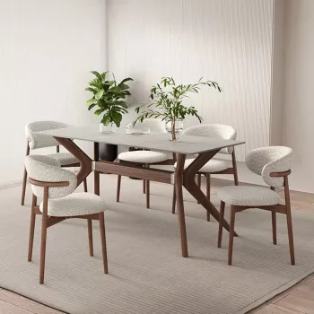 Marble-Finish Minimalist Dining Table: Luxury Modern Style